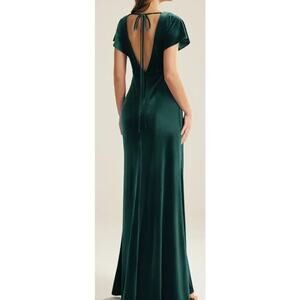 AW BRIDAL SZ 4 S hunter green velvet Meara wedding formal maxi dress NEW B126